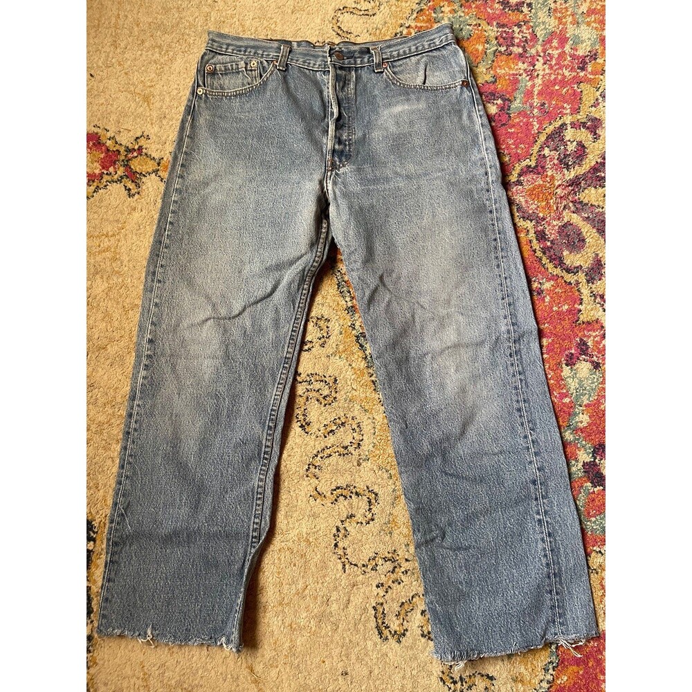 Vintage 1989 Levi's 501 Blue Denim Jeans Made in USA 36x36 (Measures 36xXX) Raw